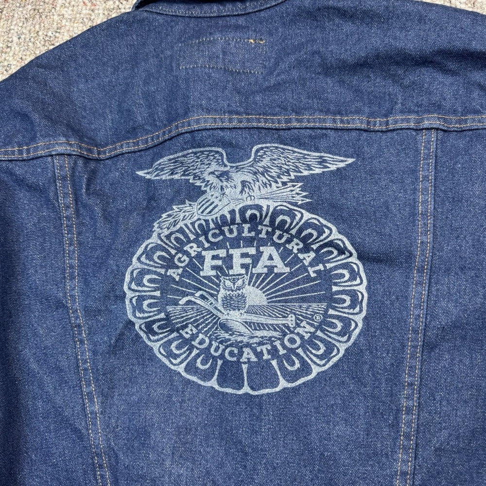 Vintage Wrangler Denim Jacket Mens Large Blue FFA Back Future Farmers Of America - Picture 11 of 11
